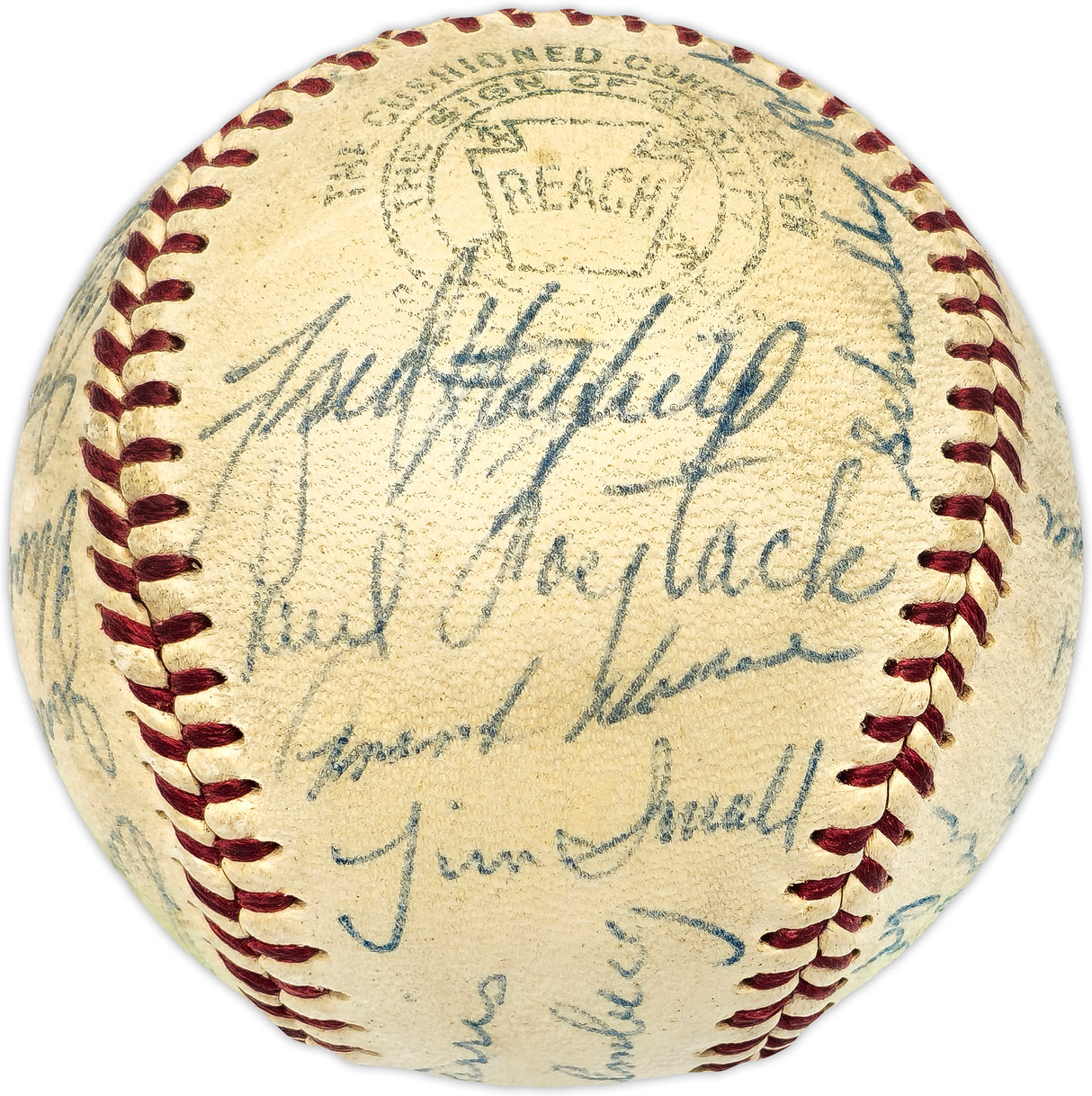 1955 Detroit Tigers Team Signed Autographed Official Harridge AL Baseball With 30 Signatures Including Al Kaline Beckett BAS #AD43533