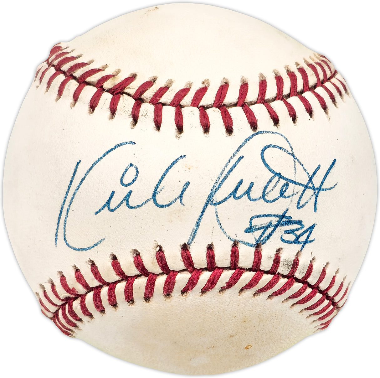 Kirby Puckett Autographed Official AL Baseball Minnesota Twins "#34" Beckett BAS #AD43482