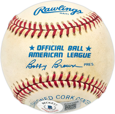 Mickey Mantle Autographed Official AL Baseball New York Yankees (Smudged) Beckett BAS #AD43495