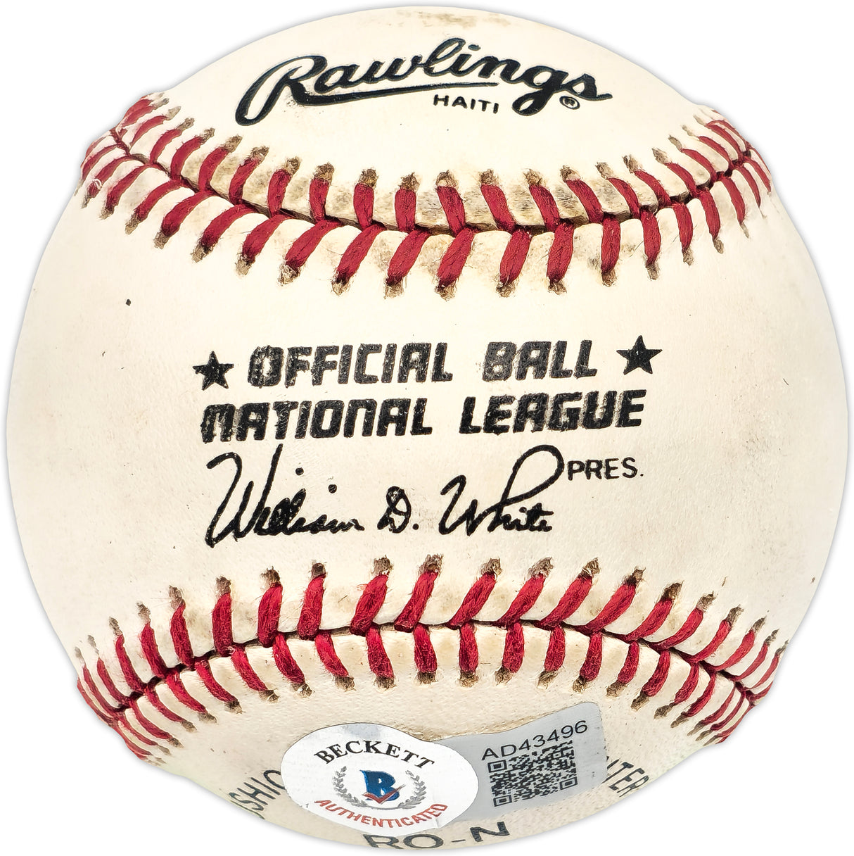 Hank Aaron Autographed Official NL Baseball Atlanta Braves Beckett BAS #AD43496