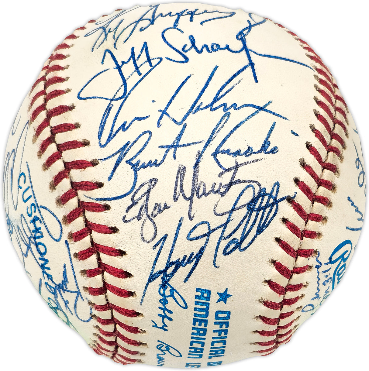 1990 Seattle Mariners Team Signed Autographed Official AL Baseball With 28 Signatures Including Ken Griffey Jr. & Edgar Martinez Beckett BAS #AD43519