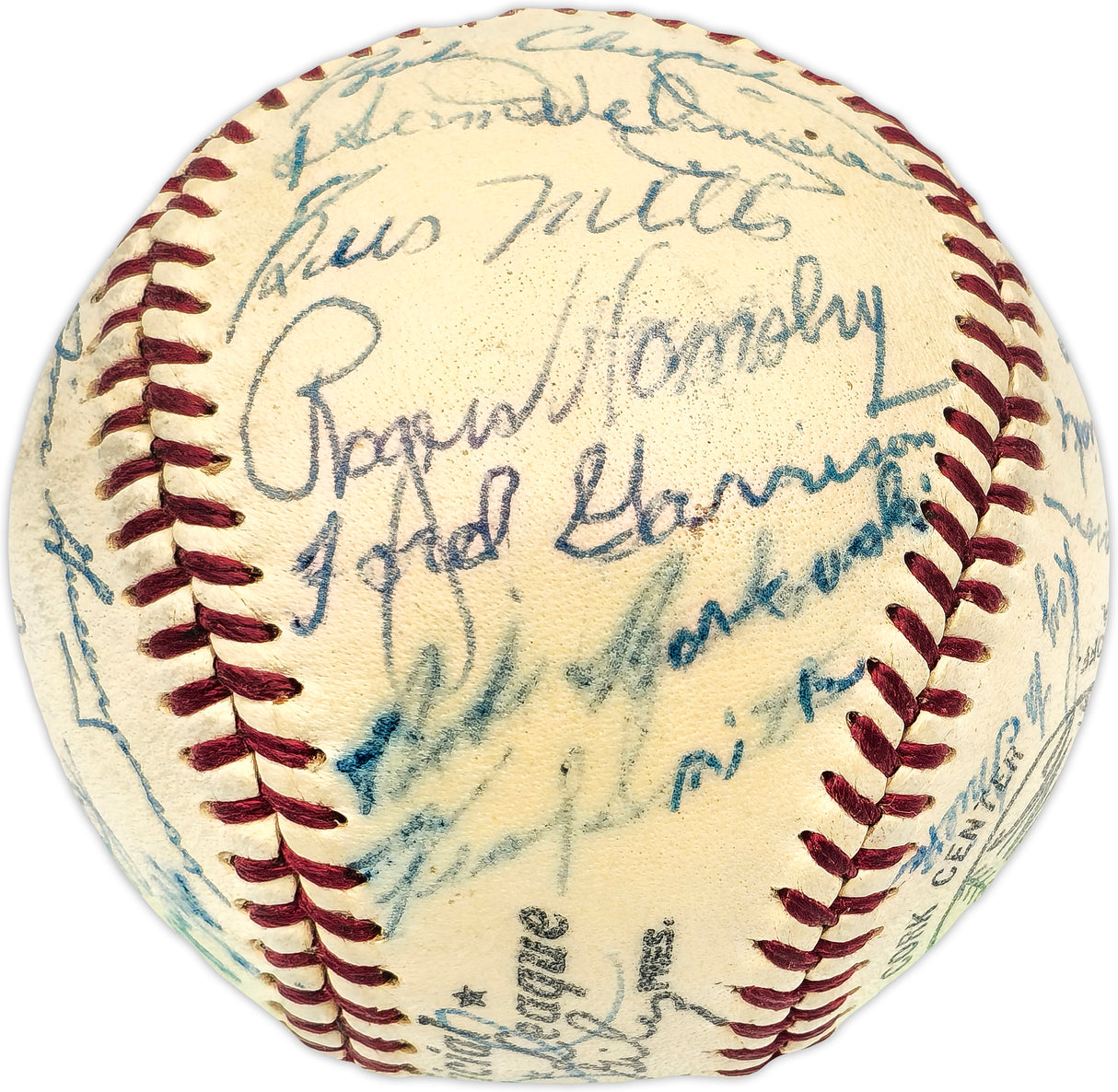 1953 Cincinnati Reds Team Autographed Official Giles NL Baseball With 31 Signatures Including Rogers Hornsby Beckett BAS #AE08364