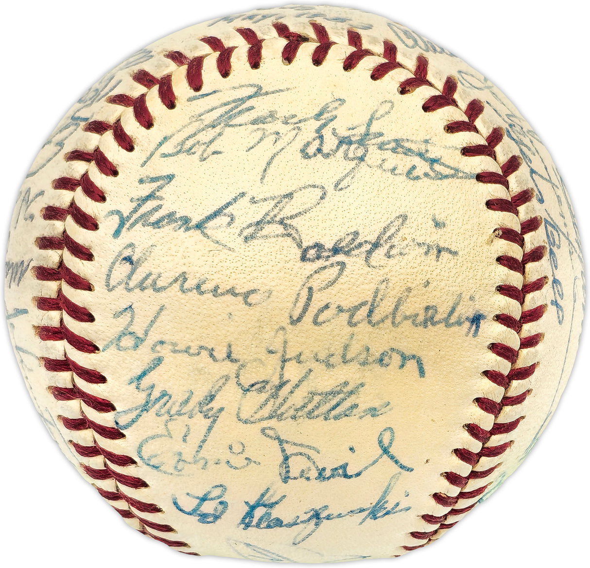 1953 Cincinnati Reds Team Autographed Official Giles NL Baseball With 31 Signatures Including Rogers Hornsby Beckett BAS #AE08364