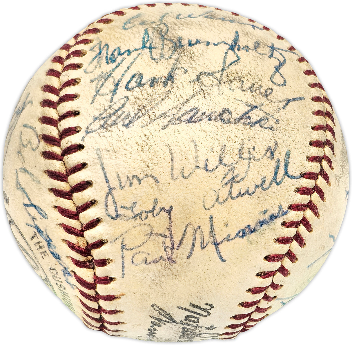 1953 Chicago Cubs Team Autographed Official Giles NL Baseball With 28 Signatures Beckett BAS #AE08363