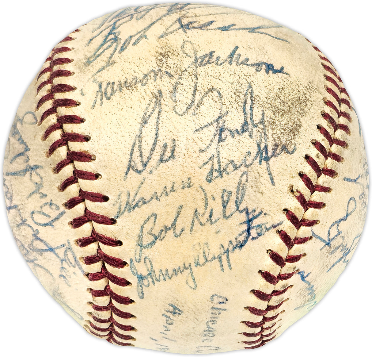 1953 Chicago Cubs Team Autographed Official Giles NL Baseball With 28 Signatures Beckett BAS #AE08363