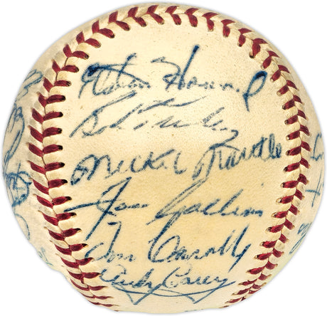 1953 New York Yankees World Series Champs Team Autographed Official Harridge AL Baseball With 21 Signatures Including Mickey Mantle (Vintage) Beckett BAS #AE08360