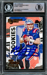 Mac Jones Autographed 2021 Donruss Rookie Gridiron Kings Rookie Card #5 New England Patriots Beckett BAS #14860812