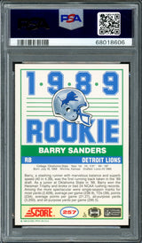 Barry Sanders Autographed 1989 Score Rookie Card #257 Detroit Lions PSA 7.5 Auto Grade Gem Mint 10 PSA/DNA #68018606