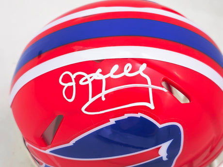 Jim Kelly Autographed Buffalo Bills Red 87-01 Throwback Speed Mini Helmet Beckett BAS Witness Stock #223735