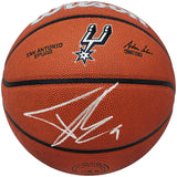 Tony Parker Autographed Authentic Leather San Antonio Spurs Logo Basketball San Antonio Spurs Beckett BAS Witness Stock #222837