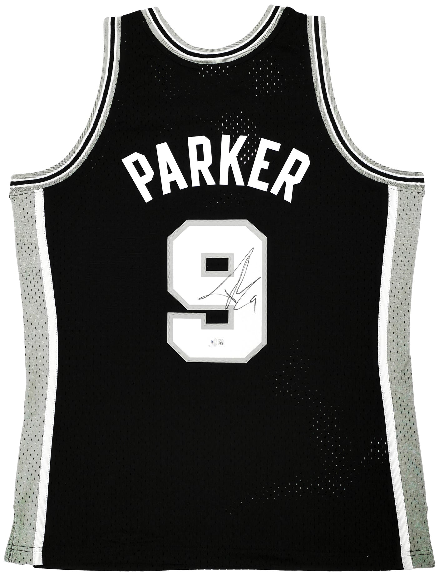 San Antonio Spurs Tony Parker Autographed Black Authentic Mitchell & Ness 2001-02 HWC Swingman Rookie Year Jersey Size L Beckett BAS Witness Stock #222834