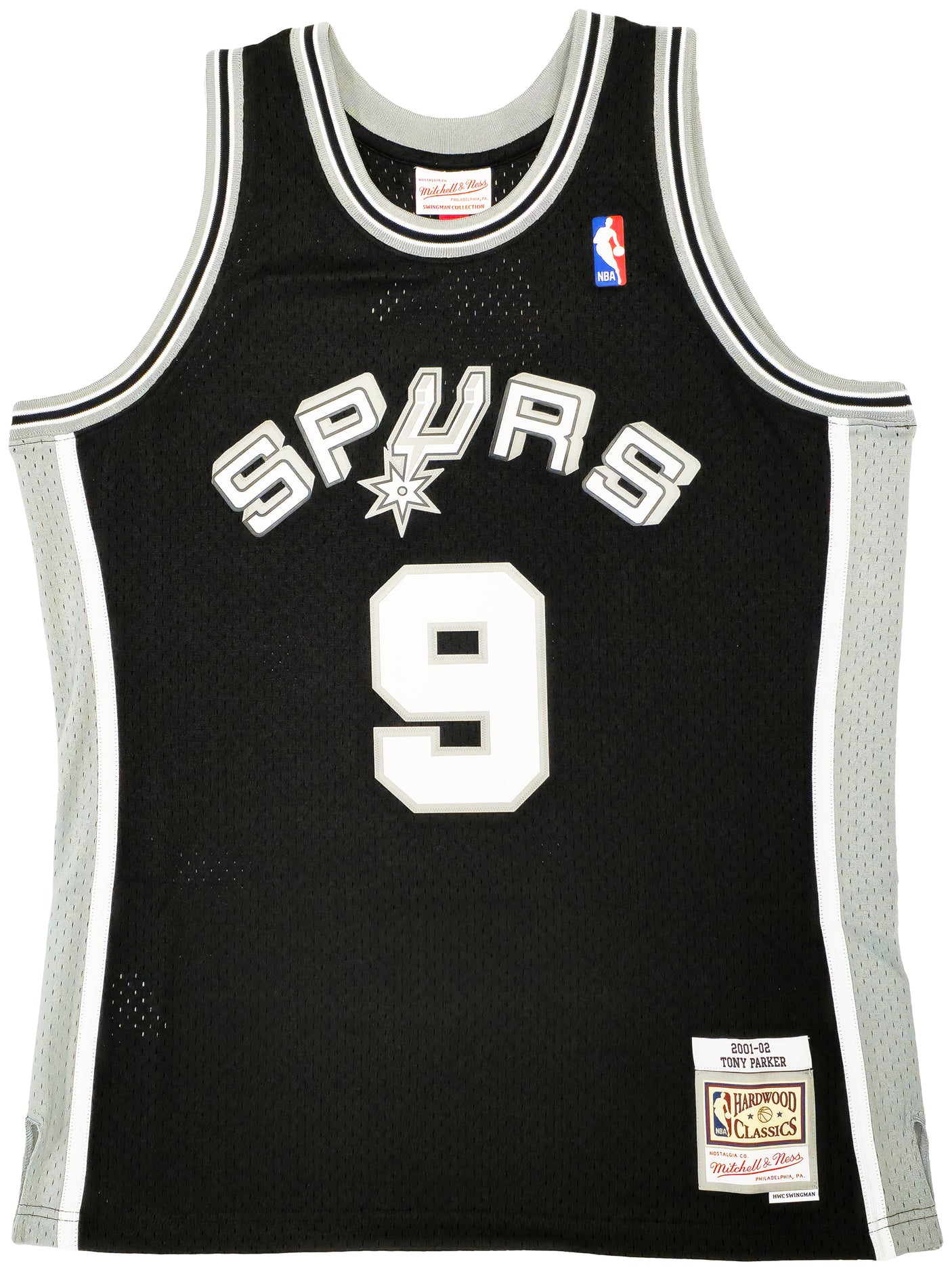 San Antonio Spurs Tony Parker Autographed Black Authentic Mitchell & Ness 2001-02 HWC Swingman Rookie Year Jersey Size L Beckett BAS Witness Stock #222834