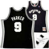 San Antonio Spurs Tony Parker Autographed Black Authentic Mitchell & Ness 2001-02 HWC Swingman Rookie Year Jersey Size XXL Beckett BAS Witness Stock #222836