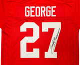 Ohio State Buckeyes Eddie George Autographed Red Jersey "Heisman 1995" Beckett BAS Witness Stock #222844