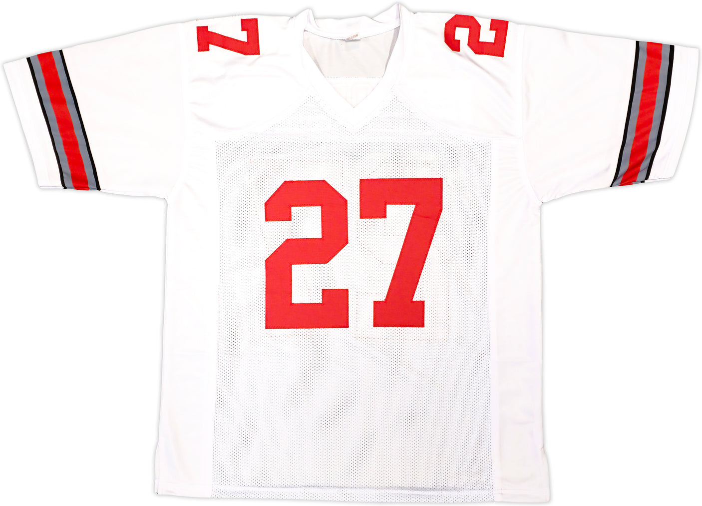 Ohio State Buckeyes Eddie George Autographed White Jersey "Heisman 1995" Beckett BAS Witness Stock #222845