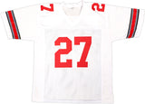 Ohio State Buckeyes Eddie George Autographed White Jersey "Heisman 1995" Beckett BAS Witness Stock #222845