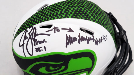 Steve Largent & Jim Zorn Autographed Seattle Seahawks Lunar Eclipse White Speed Mini Helmet MCS Holo Stock #211065