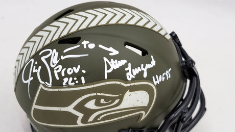 Steve Largent & Jim Zorn Autographed Seattle Seahawks Camo Speed Mini Helmet Salute To Service MCS Holo Stock #211063