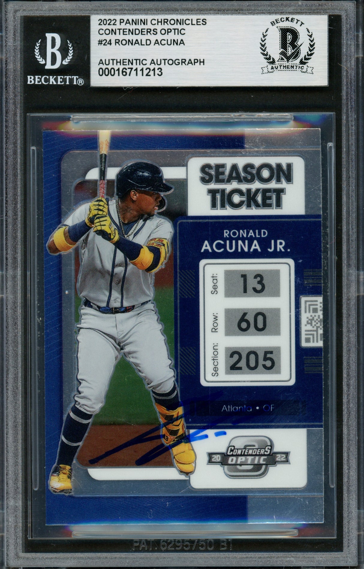 Ronald Acuna Jr. Autographed 2022 Panini Mosaic Card #158 Atlanta Braves Beckett BAS #16711213