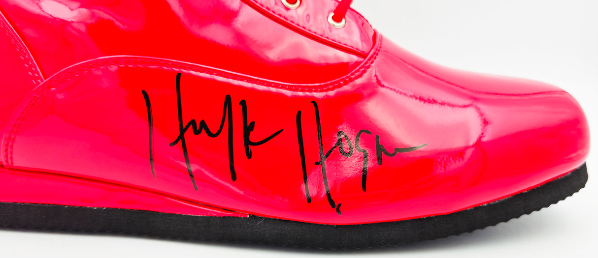 Hulk Hogan Autographed Red Right Foot Boot Shoes WWE JSA Stock #237077