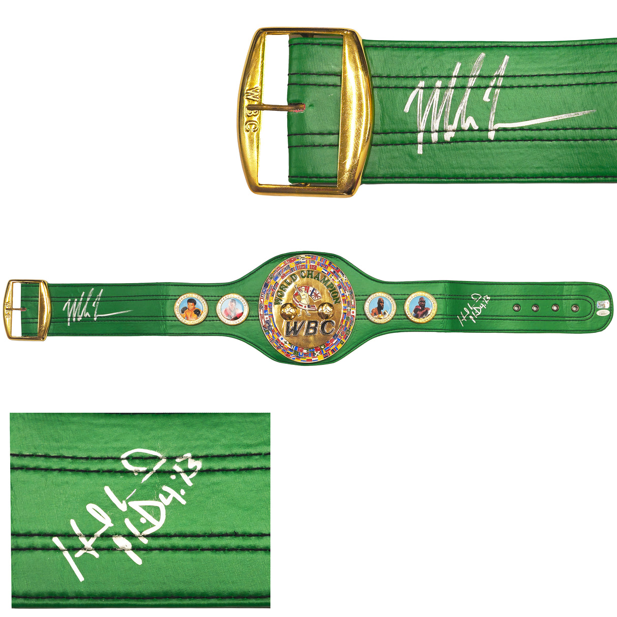 Mike Tyson & Evander Holyfield Autographed Green WBC World Championship Boxing Belt JSA Stock #237084