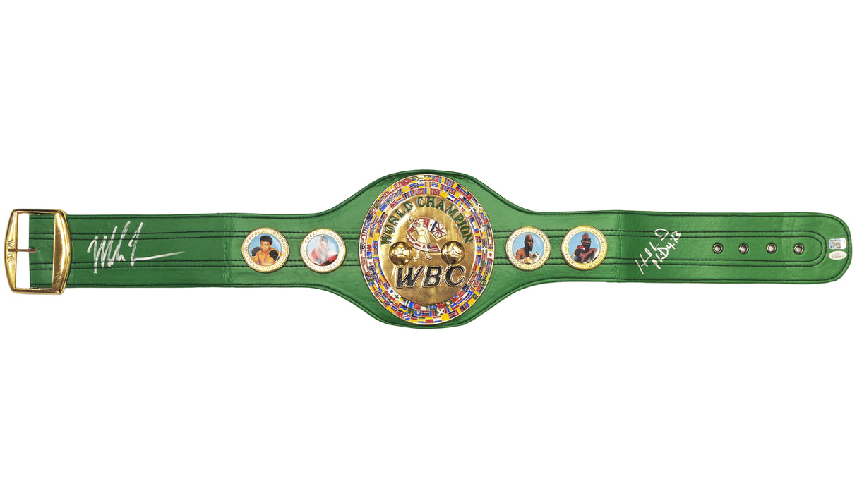 Mike Tyson & Evander Holyfield Autographed Green WBC World Championship Boxing Belt JSA Stock #237084