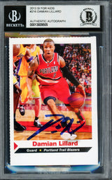 Damian Lillard Autographed 2013 Sports Illustrated For Kids Rookie Card #216 Portland Trail Blazers Beckett BAS Stock #211248