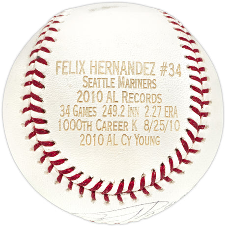 Felix Hernandez Autographed Official Stat Logo Baseball Seattle Mariners #16/100 PSA/DNA #3A54513