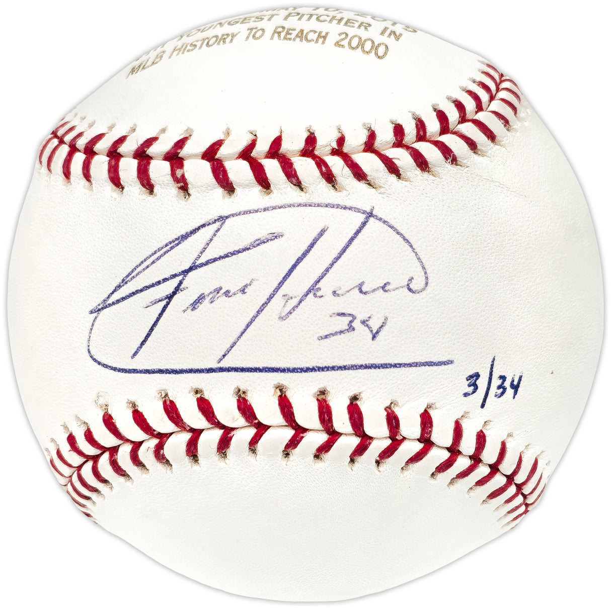 Felix Hernandez Autographed Official Stat Logo Baseball Seattle Mariners #3/34 PSA/DNA #T65819