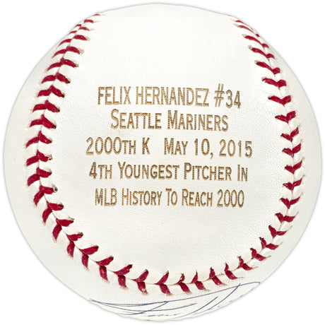 Felix Hernandez Autographed Official Stat Logo Baseball Seattle Mariners #3/34 PSA/DNA #T65819