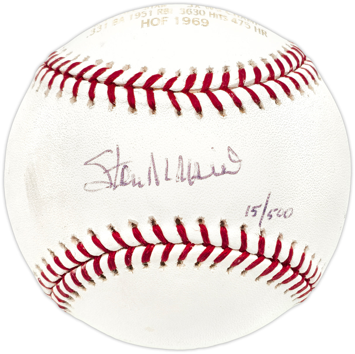 Stan Musial Autographed Official Stat Logo Baseball St. Louis Cardinals #15/100 PSA/DNA #M68292