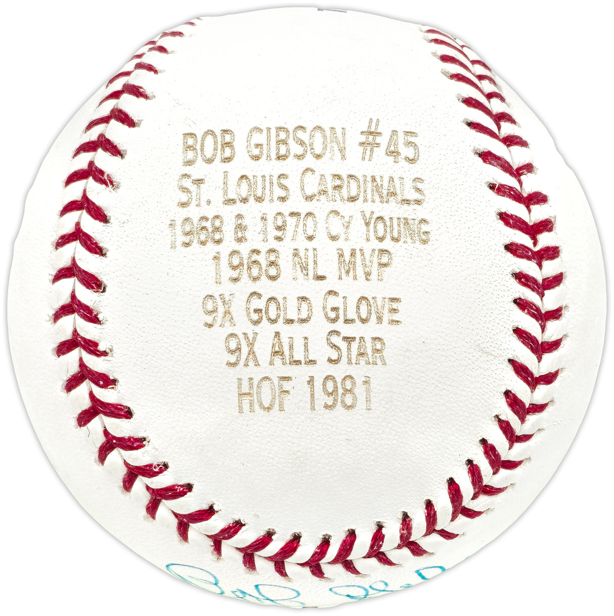 Bob Gibson Autographed Official Stat Logo Baseball St. Louis Cardinals MLB Holo #FJ598985