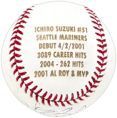 Ichiro Suzuki Autographed Official Stat Logo Baseball Seattle Mariners #6/500 IS Holo SKU #237295