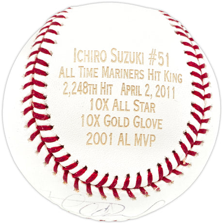 Ichiro Suzuki Autographed Official Stat Logo Baseball Seattle Mariners #2/51 IS Holo SKU #237296