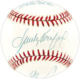 Sandy Koufax, Nolan Ryan & Bob Feller Autographed Official NL Baseball No Hit Kings Beckett BAS #AE08349