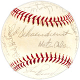 1971 St. Louis Cardinals Team Autographed Official Feeney NL Baseball With 27 Signatures Including Bob Gibson & Lou Brock Beckett BAS #AE08170