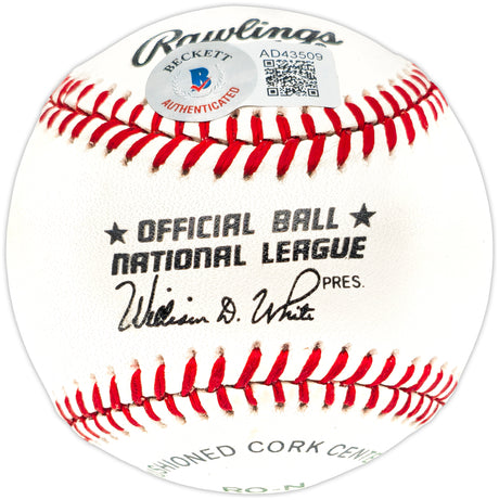 Hank Aaron & Ken Griffey Jr. Autographed Official NL Baseball Beckett BAS #AE43509