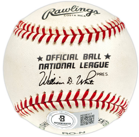 Harry Caray Autographed Official NL Baseball Holy Cow! Beckett BAS #AE08317