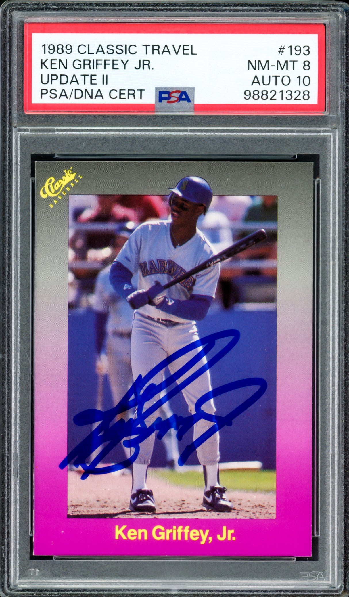 Ken Griffey Jr. Autographed 1989 Classic Travel Update II Rookie Card #193 Seattle Mariners PSA 8 Auto Grade Gem Mint 10 PSA/DNA Stock #238231