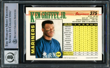 Ken Griffey Jr. Autographed 1993 Bowman Card #375 Seattle Mariners Auto Grade Gem Mint 10 Beckett BAS #16337717