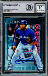 Vladimir Guerrero Jr. Autographed 2020 Bowman Platinum Card #24 Toronto Blue Jays Auto Grade Gem Mint 10 Beckett BAS #16338114