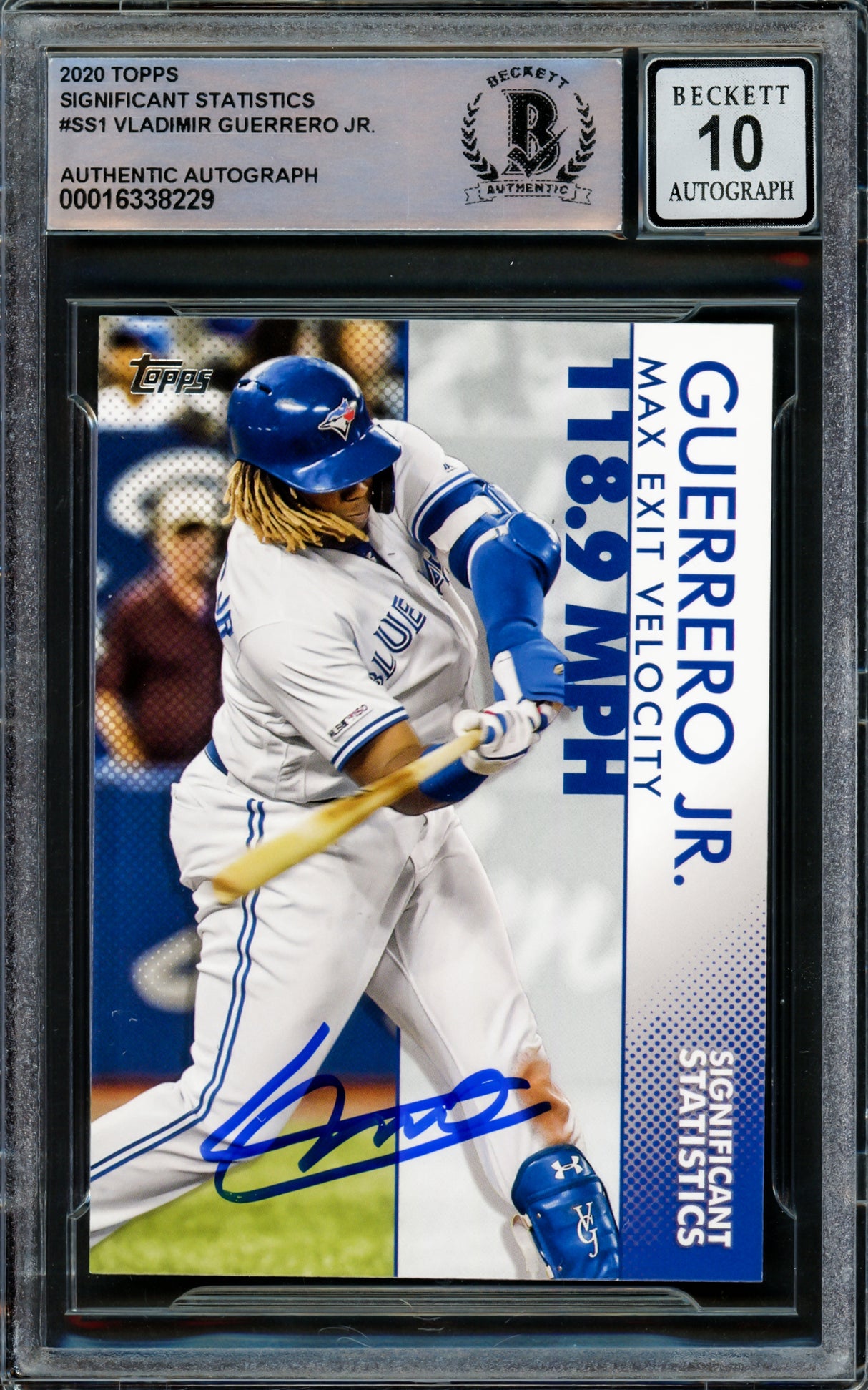 Vladimir Guerrero Jr. Autographed 2020 Topps Significant Statistics Card #SS-1 Toronto Blue Jays Auto Grade Gem Mint 10 Beckett BAS #16338229