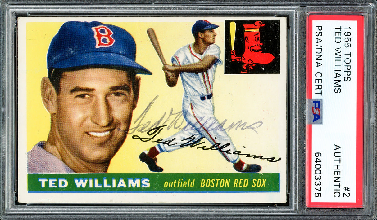 Ted Williams Autographed 1955 Topps Card #2 Boston Red Sox PSA/DNA #64003375