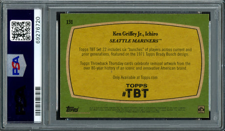 Ken Griffey Jr. & Ichiro Suzuki Autographed 2020 Topps Throwback Thursday Card #131 Seattle Mariners PSA 8.5 Auto Grade Gem Mint 10 PSA/DNA #69276720