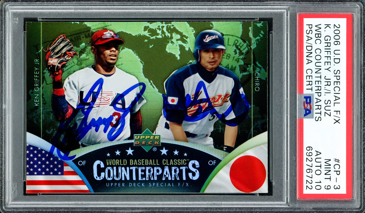 Ken Griffey Jr. & Ichiro Suzuki Autographed 2006 UD Special F/X WBC Counterparts Card #CP-3 PSA 9 Auto Grade Gem Mint 10 PSA/DNA #69276722