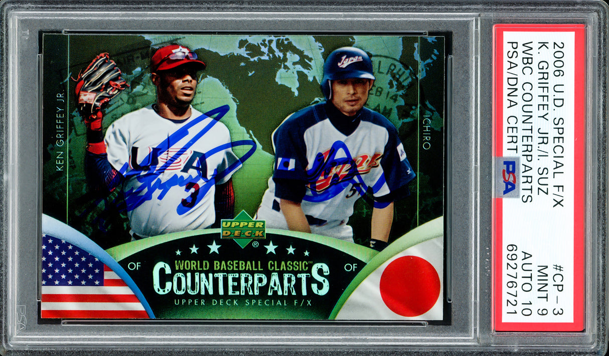 Ken Griffey Jr. & Ichiro Suzuki Autographed 2006 UD Special F/X WBC Counterparts Card #CP-3 PSA 9 Auto Grade Gem Mint 10 PSA/DNA #69276721