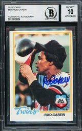 Rod Carew Autographed 1978 Topps Card #580 Minnesota Twins Auto Grade Gem Mint 10 (Miscut) Beckett BAS #12510929