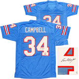 Houston Oilers Earl Campbell Autographed Blue Jersey Beckett BAS QR Stock #237061