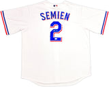 Texas Rangers Marcus Semien Autographed White Nike Jersey Size 2XLT Beckett BAS Witness Stock #236691