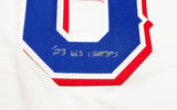 Texas Rangers Josh Jung Autographed White Nike Jersey Size 2XLT "23 WS Champs" Beckett BAS Witness Stock #236687